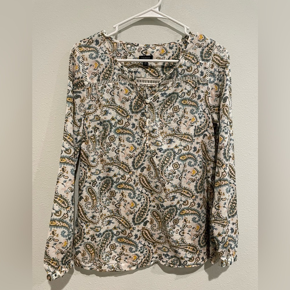 Talbots XS paisley print blouse